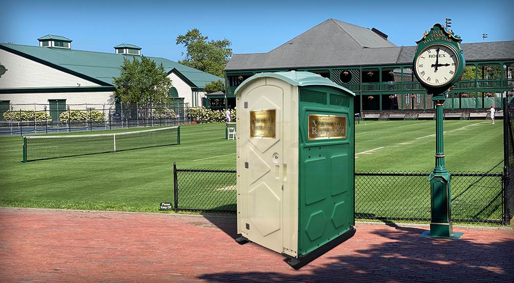 The VINTAGE Portable Restroom shown at an Outdoor Sports Event