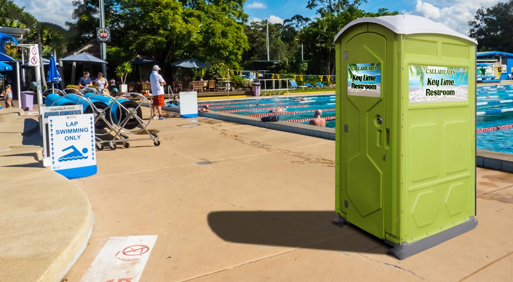 Key Lime Portable Toilet | The Key Lime Portable Toilet at an Olympic sized pool area.