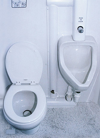 Mobilet Trailer - Inside View of Toilet and urinal