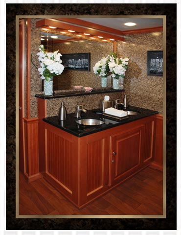 The Manhattan Restroom Trailer Vanity with Sinks and Mirror The Manhattan Restroom Trailer Sinks and Mirror