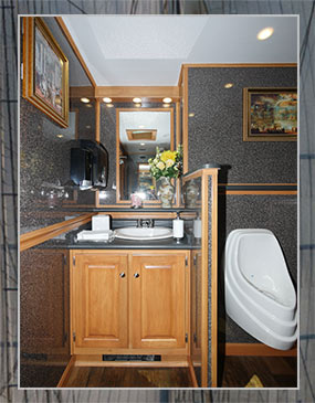 The North-Shore Restroom Toilet Vanity with Sinks and Mirror The North-Shore Restroom Toilet Sinks and Mirror