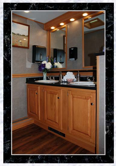 The Regency Restroom Trailer Sinks and Mirror The Regency Restroom Trailer Sinks and Mirror