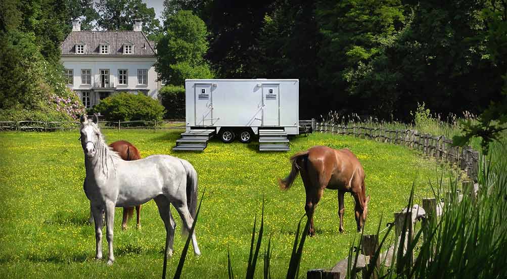 Luxury Restroom Trailer | Near Me | NY | The White Horse Luxury Restroom Trailer By The Farm