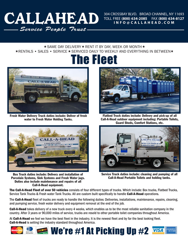 THE FLEET: Fresh Water Delivery Truck, Flatbed Truck, Box Truck, Service Truck
