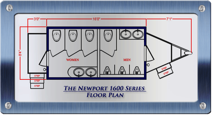 THE NEWPORT 1600 Luxury Restroom Trailer Floor Plan