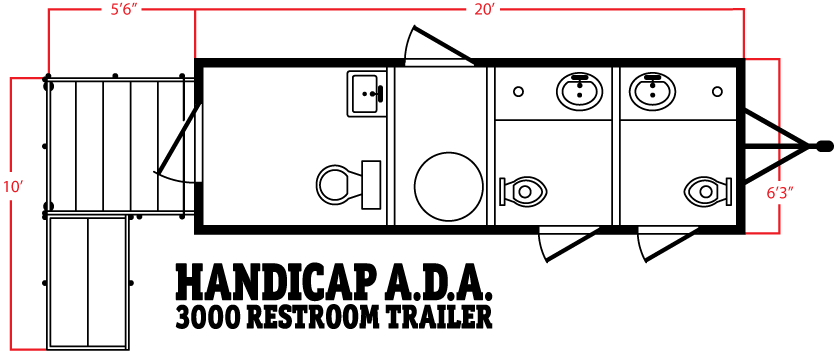 The Handicap ADA 3000 Restroom Trailer Layout The Handicap ADA 3000 Restroom Trailer Layout