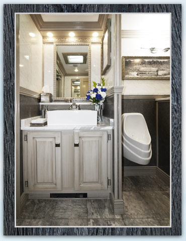 The Driftwood Restroom Trailer interior view