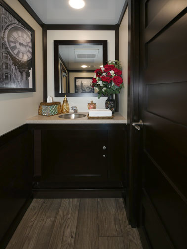 The Fifth Avenue Luxury Restroom Trailer interior view