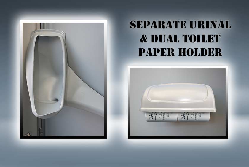 SEPARATE URINAL AND DUAL TOILET PAPER HOLDER