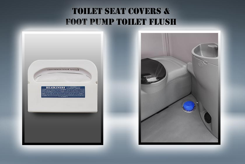 HEADLINER TOILET SEAT COVERS & FOOT PUMP TOILET FLUSH SYSTEM