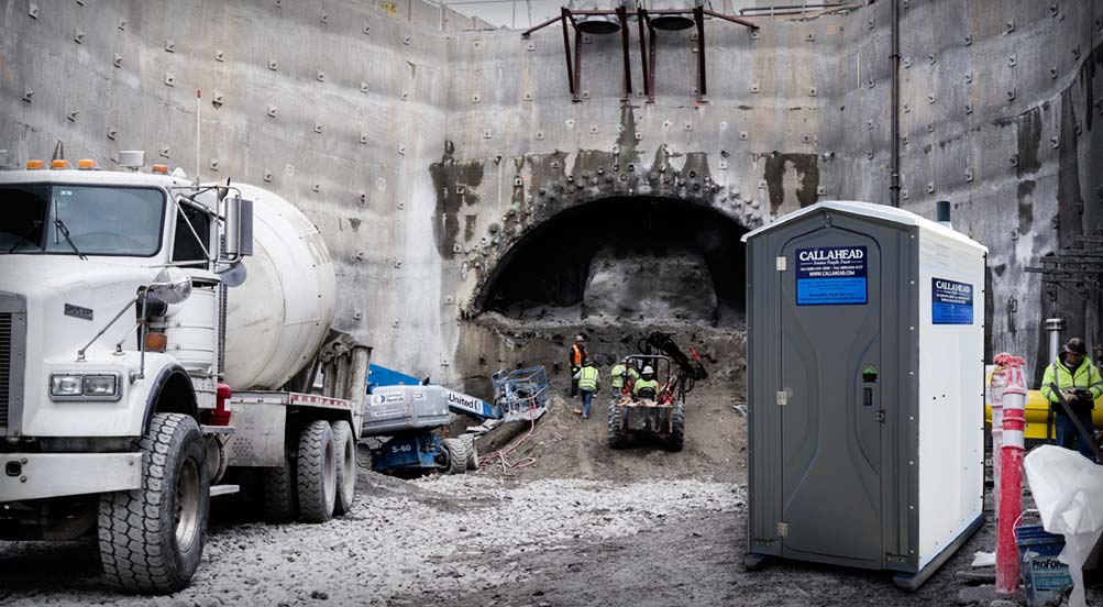 The Construction Wash and Flush Portable Toilet By Under Ground Tunnel
