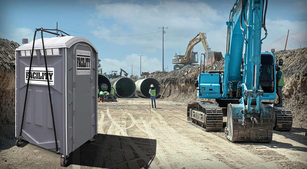 The FACILITY Portable Toilet At a Construction Site on Long Island