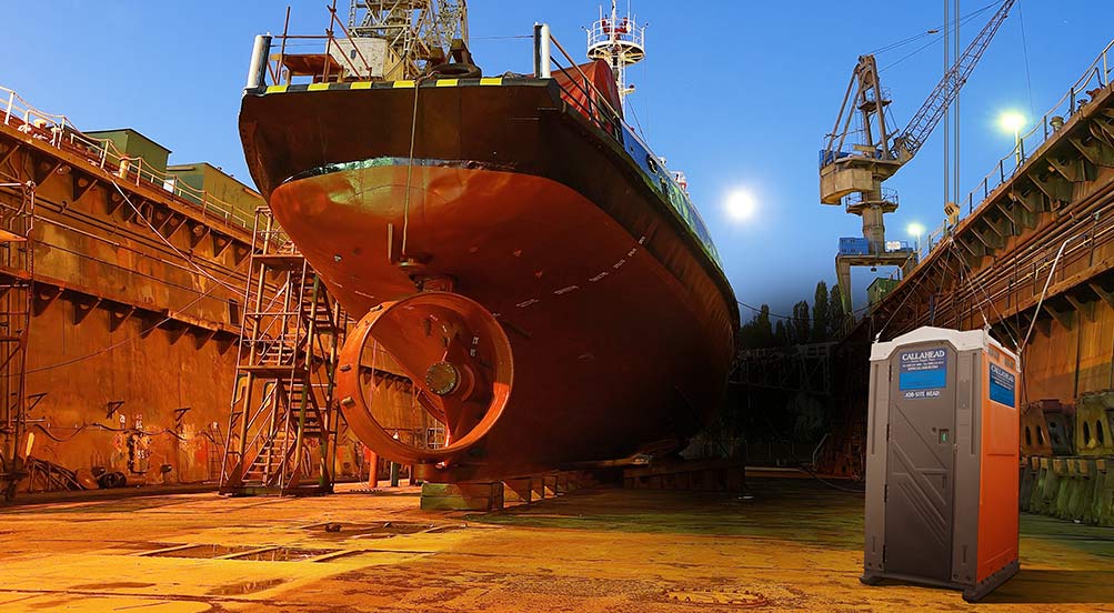 The Job Site Head Portable Toilet Near The Docks