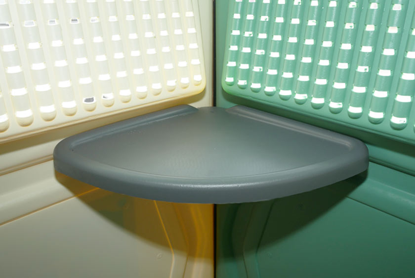 CORNER SHELF PROVIDED FOR YOUR CONVENIENCE