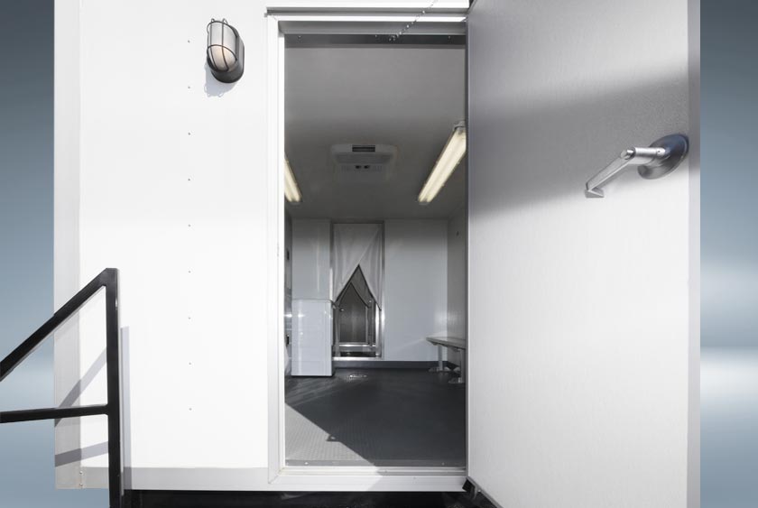ENTRYWAY TO THE DECONTAMINATION TRAILER
