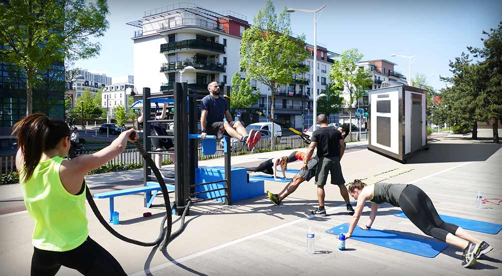 The A25 Locker Room Portable Unit Near Outdoor Fitness Area