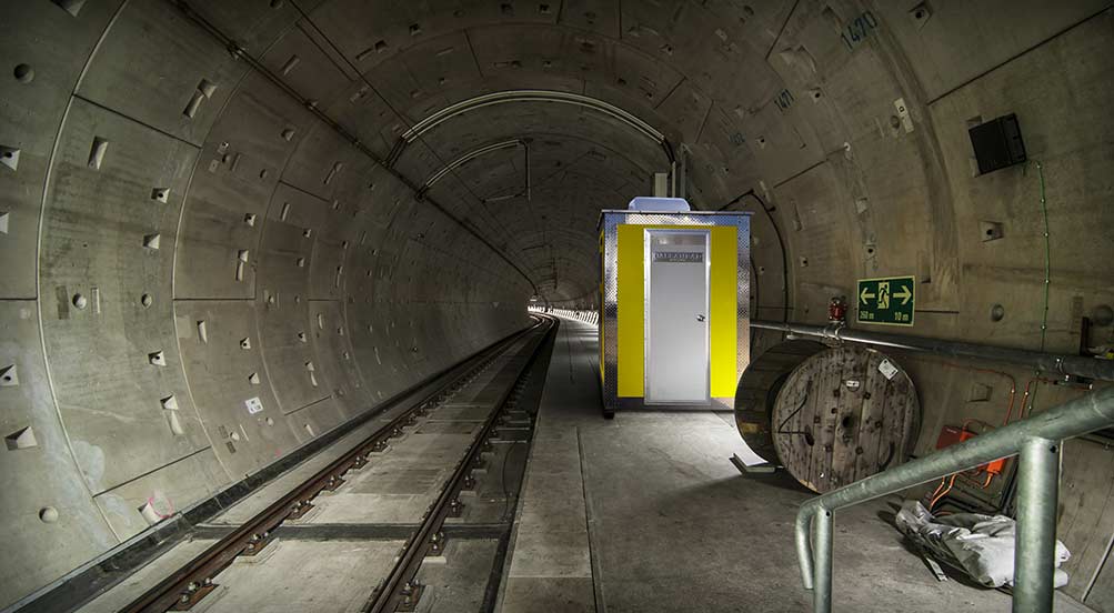 The A25 Locker Room Portable Unit In Underground Tunnel