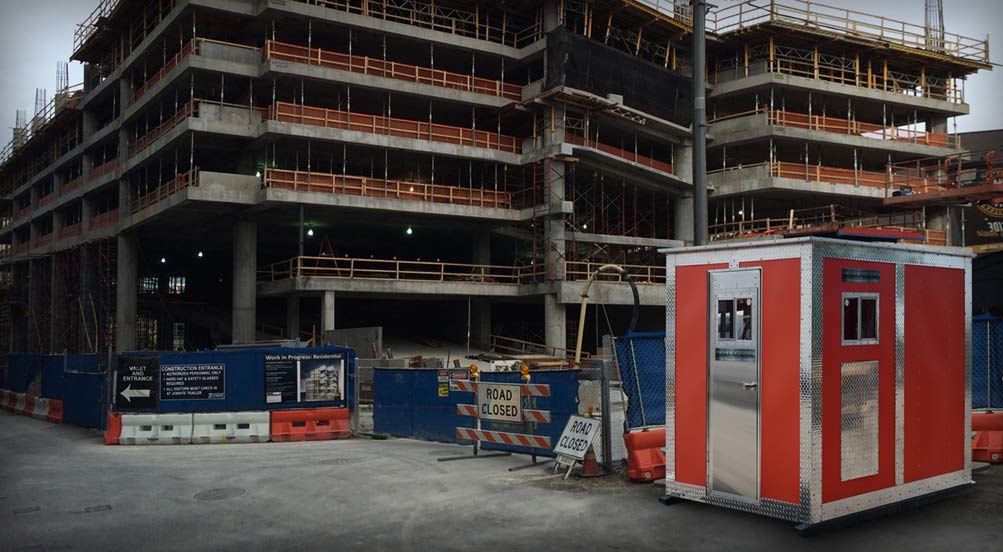 The A48 Portable Security Booth Near Construction Site