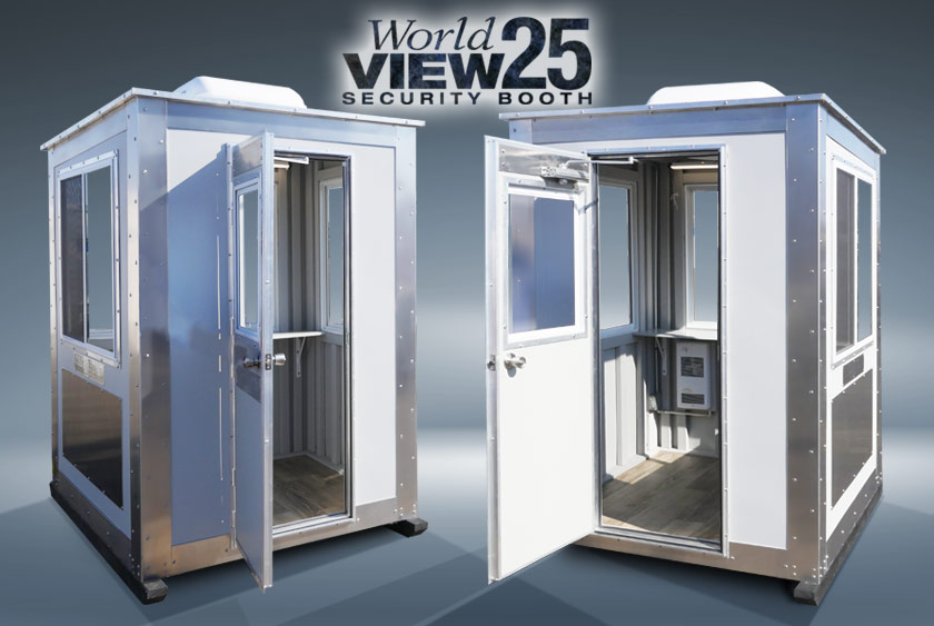 THE WORLD VIEW 25 IS A LARGE SIZED SECURITY BOOTH WITH WINDOWS ON ALL FOUR SIDES