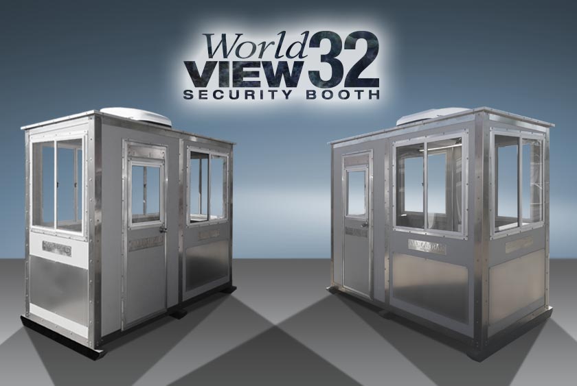 THE WORLD VIEW 32 IS A WIDE SECURITY BOOTH WITH WINDOWS ON ALL FOUR SIDES