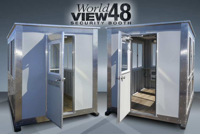 THE WORLD VIEW 48 IS A LARGE SIZED SECURITY BOOTH WITH WINDOWS ON ALL FOUR SIDES