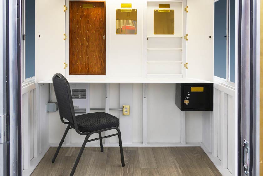 THE SPACIOUS 48 SQUARE FOOT INTERIOR BOASTS PLENTY OF ROOM FOR A TABLE AND CHAIRS