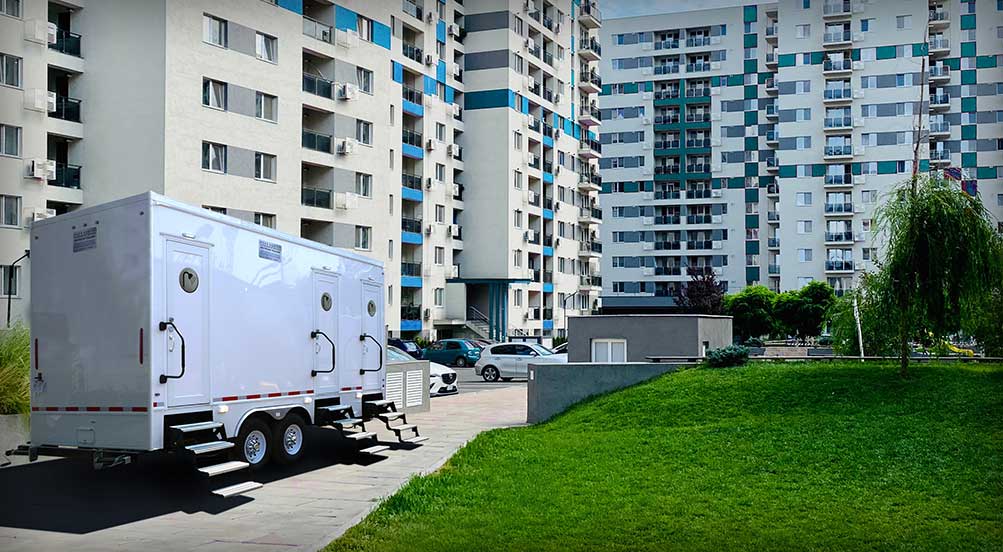 The A Navy Shower Trailer Near The Park