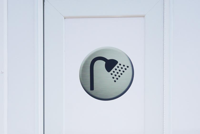 SHOWER LOGO ON OUTSIDE DOOR