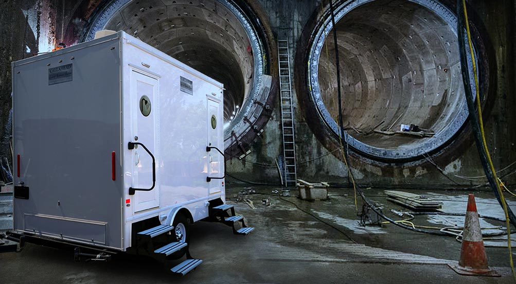 Fresh Pour Shower Trailer In Underground Tunnel