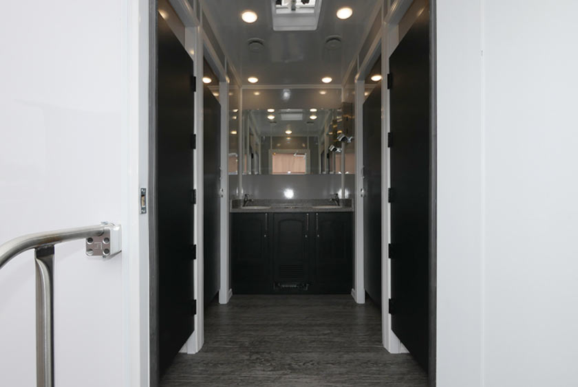 ENTRANCE TO THE RIVERHEAD SHOWER TRAILER WITH SECURE HANDRAIL FOR SAFETY