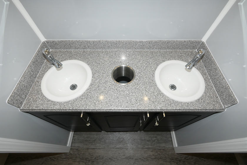 DUAL SINK VANITY WITH CORIAN COUNTERTOP