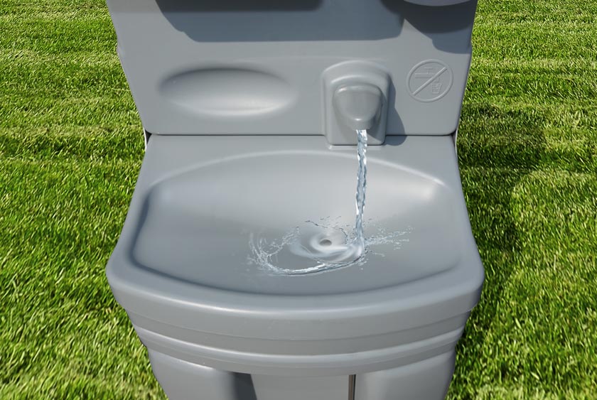 OPEN DESIGN ALLOWS FOR FINGER-TO-ELBOW HAND WASHING