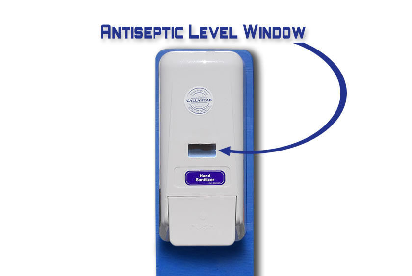 SIGHT WINDOW SHOWS ANTISEPTIC LEVEL