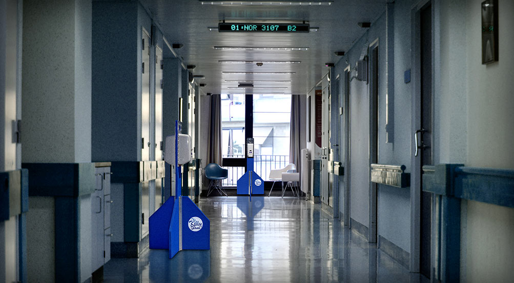 killy stand at hospital hallway