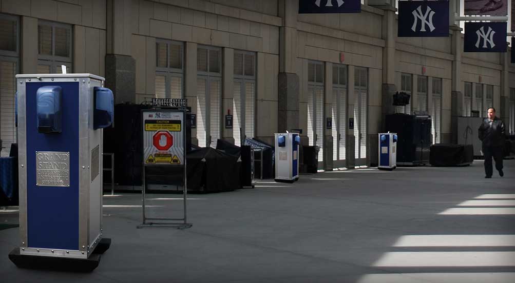The Grand Stand Hand Sanitizing Near Yankees Stadium