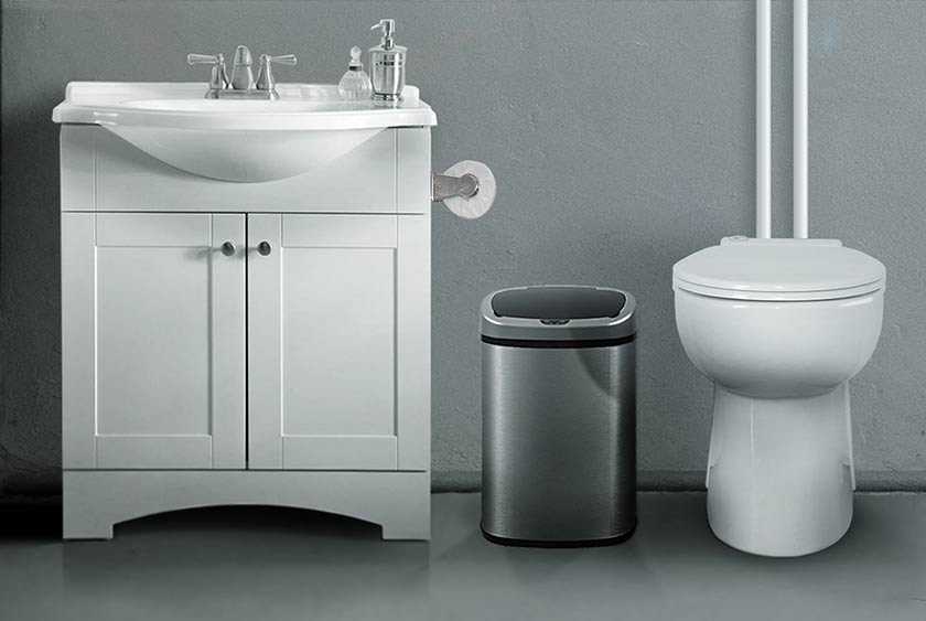 THE <b>MAC TOILET SYSTEM</b> INSIDE COMMERCIAL BUILDING BASEMENT