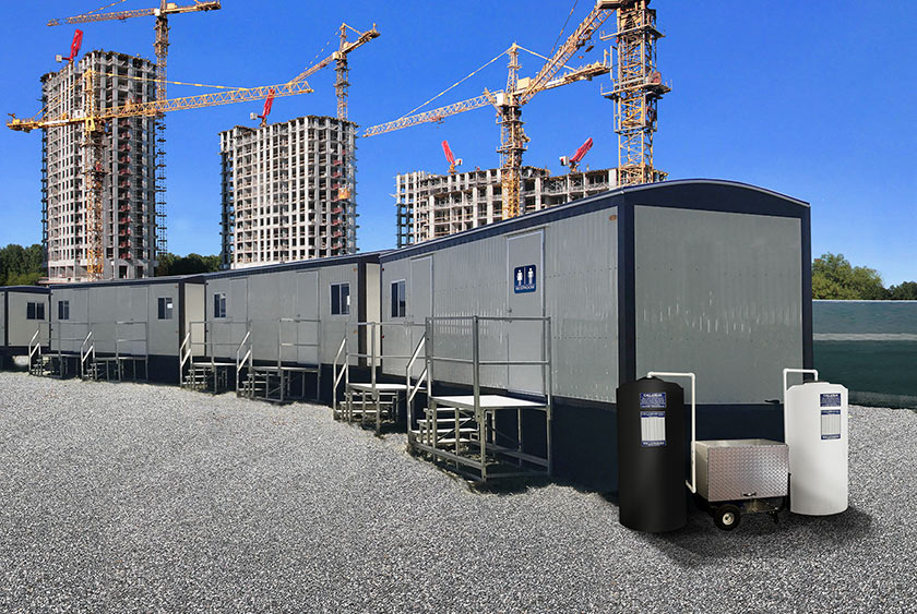 VERTICAL TANK <b>MAC TOILET SYSTEM</b> OUTSIDE OFFICE TRAILER