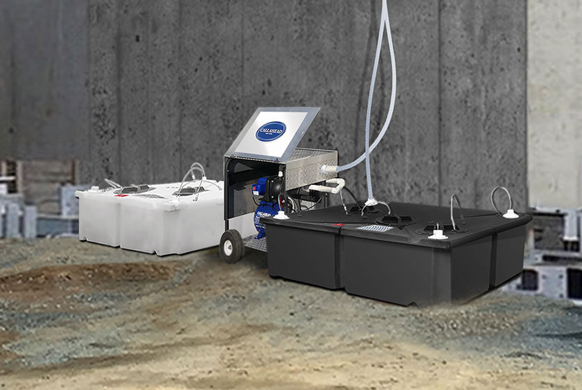 FLAT TANK <b>MAC TOILET SYSTEM</b> OUTSIDE HIGH RISE BUILDING UNDER CONSTRUCTION