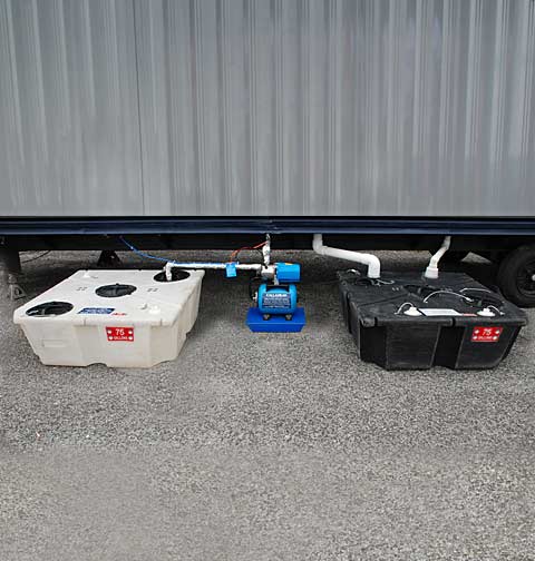 Porcelain Toilet System Outside Trailer