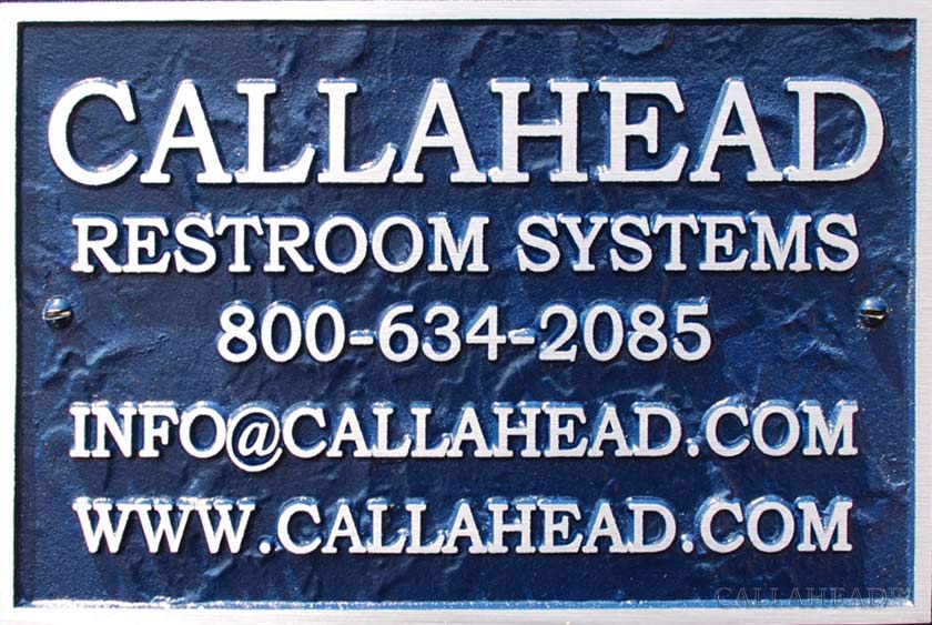 ENGRAVED ALUMINUM PLAQUE SHOWS CALLAHEAD'S CONTACT INFORMATION'