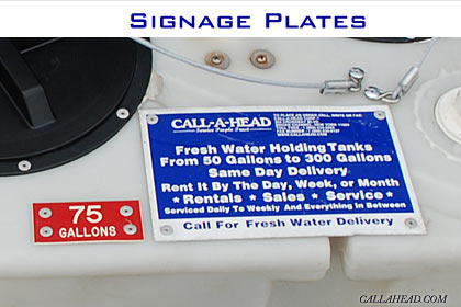 Signage Plates for Holding Water Tanks for Office Trailer Toilet System Signage Plates for Holding Water Tanks