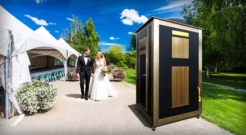Porterhouse 25 Portable Restroom at a Wedding on a Bright Summer Day