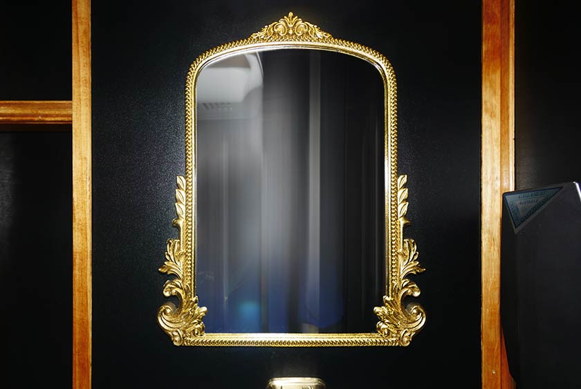 LARGE ANTIQUE BRASS VANITY MIRROR - 16X20 INCHES