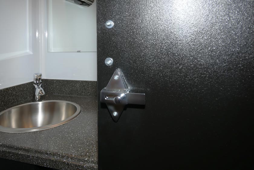 EACH PRIVATE STALL HAS LOCKING DOORS FOR PRIVACY