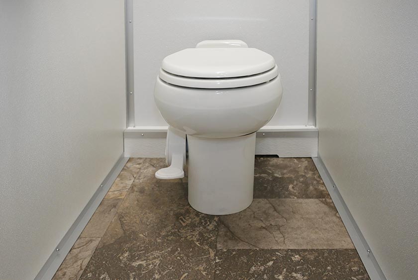 FULL SIZED PORCELAIN TOILETS WITH FOOT-PEDAL FLUSH SYSTEM