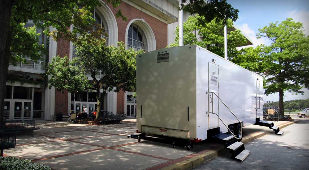 The BELMONT Luxury Restroom Trailer in NYC
