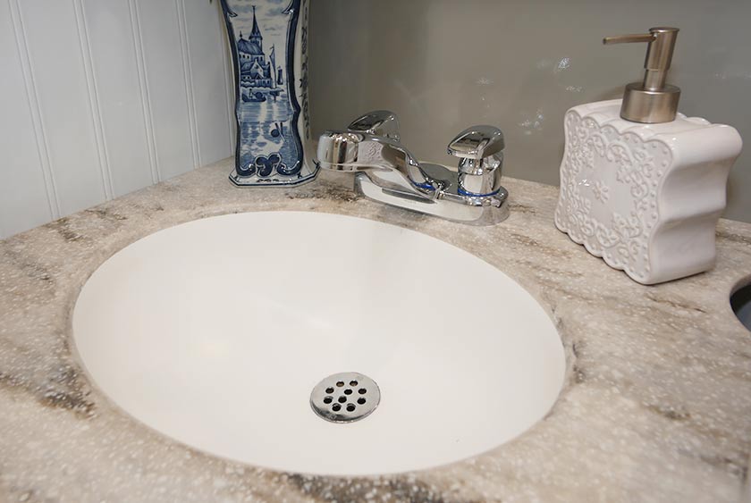CORIAN VANITY COUNTERTOPS WITH PORCELAIN SINK BASINS