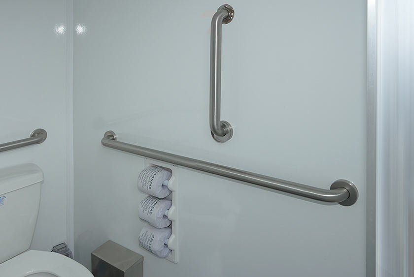 MULTIPLE STAINLESS GRAB BARS FOR CONVENIENCE & STABILITY