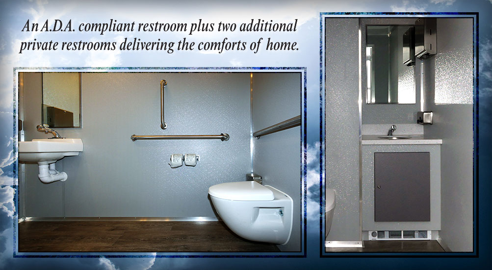 The Freedom Handicap Restroom Trailer Has ADA Compliant Restroom Plus Two Additional Private Restrooms