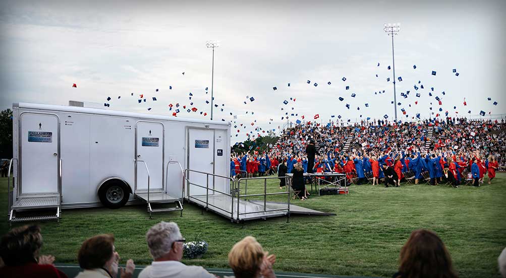 The Horizon ADA Restroom Trailer At College Graduation
